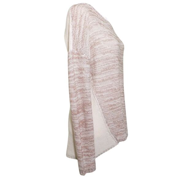 Hem & thread Sweater Women's Size M Mixed Tan Cream Long Sleeve Popover - Picture 8 of 12